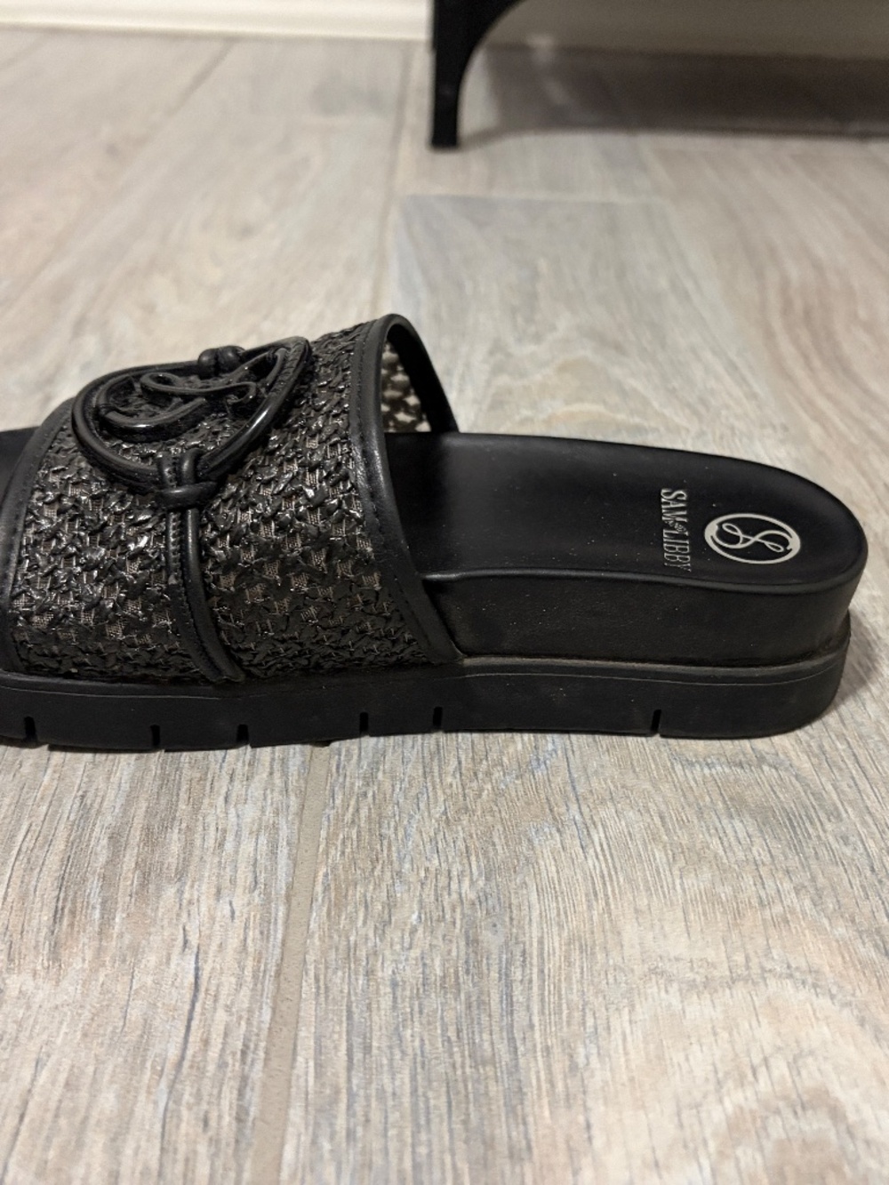 Women's Sam & Libby Black Mesh Slide Platforms - 6.5